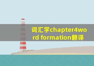 词汇学chapter4word formation翻译